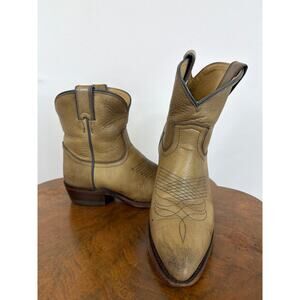 Frye Tan Distressed Leather Short Western Cowboy Boots MEXICO Women's Size 7.5